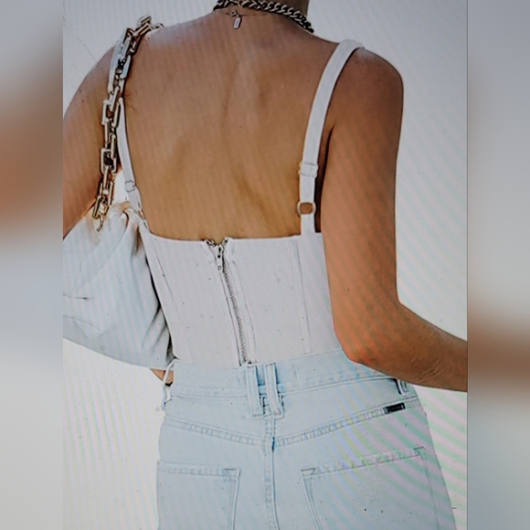 NWT SOFT STRETCHY SQUARE NECK CORSET TOP BONED ZIP BACK  XL - Picture 3 of 9